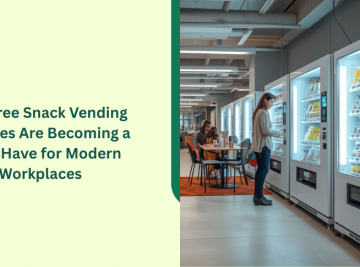 Free snack vending machine providing convenient workplace snacks for employees