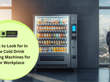 Free cold drink vending machine providing chilled refreshments in a modern workplace